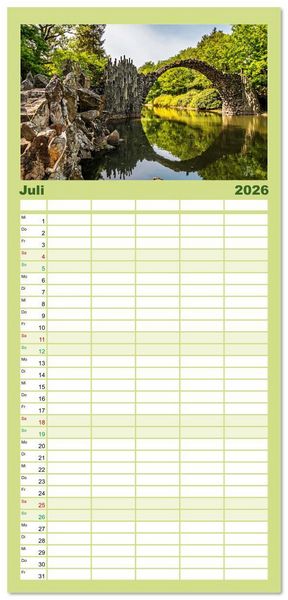 Produktbild: Familienplaner 2026 - Faszination Spiegelung - in der Natur mit 5 Spalten (Wandkalender, 21 x 45 cm) CALVENDO