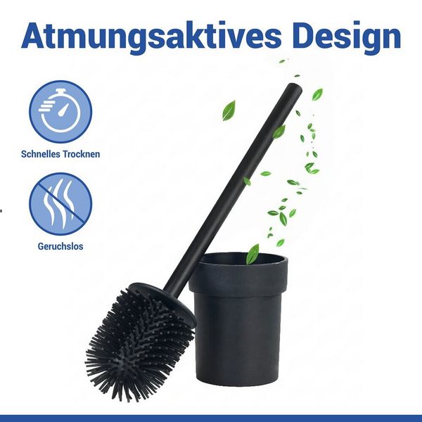Produktbild: Turbo-Loc&reg; WC-Garnitur Mod. Lizan Schwarz, mit Silikon-B&uuml;rstenkopf, Befestigen ohne Bohren