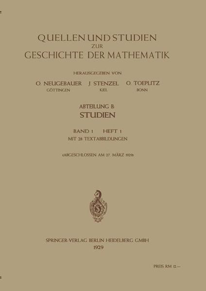 Produktbild: Quellen und Studien zur Geschichte der Mathematik, Astronomie und Physik