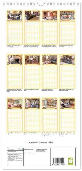 Produktbild: Familienplaner 2027 - F&uuml;rstliche K&uuml;chen und Tafeln mit 5 Spalten (Wandkalender, 21 x 45 cm) CALVENDO