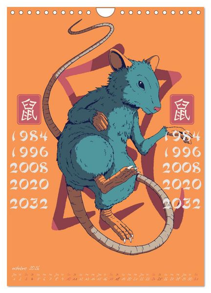Produktbild: Signes du zodiaque chinois (Calendrier mural 2026 DIN A4 horizontal), CALVENDO calendrier mensuel