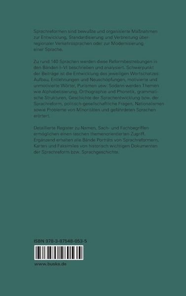 Produktbild: Language Reform &ndash; History and Future. Volume VI