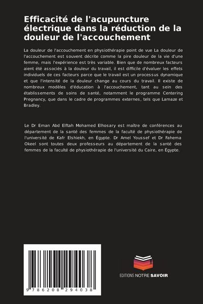 Produktbild: Efficacit&eacute; de l'acupuncture &eacute;lectrique dans la r&eacute;duction de la douleur de l'accouchement