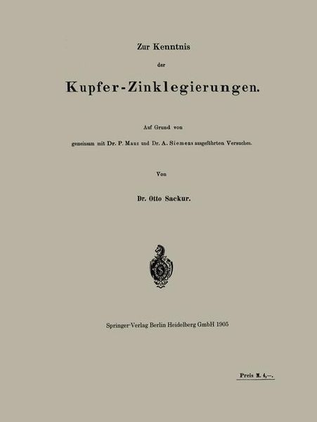 Produktbild: Zur Kenntnis der Kupfer-Zinklegierungen