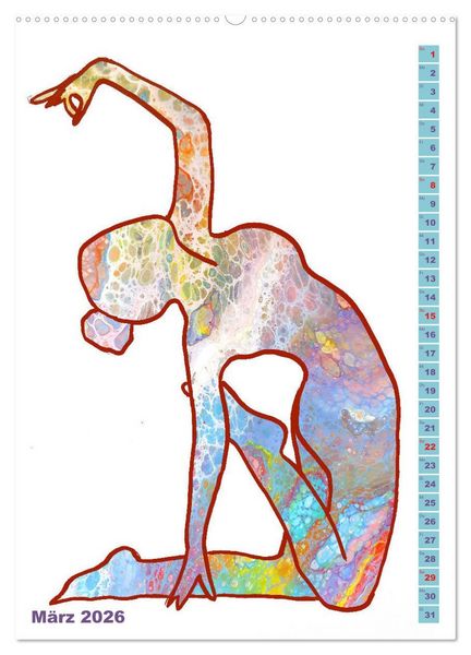 Produktbild: Pr&auml;chtiges Yoga Pouring - Yoga verschmilzt mit Kunst (hochwertiger Premium Wandkalender 2026 DIN A2 hoch), Kunstdruck in Hochglanz