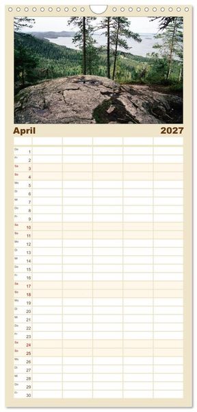 Produktbild: Familienplaner 2027 - Finnlands raue Sch&ouml;nheit mit 5 Spalten (Wandkalender, 21 x 45 cm) CALVENDO