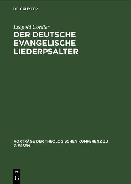 Produktbild: Der deutsche evangelische Liederpsalter