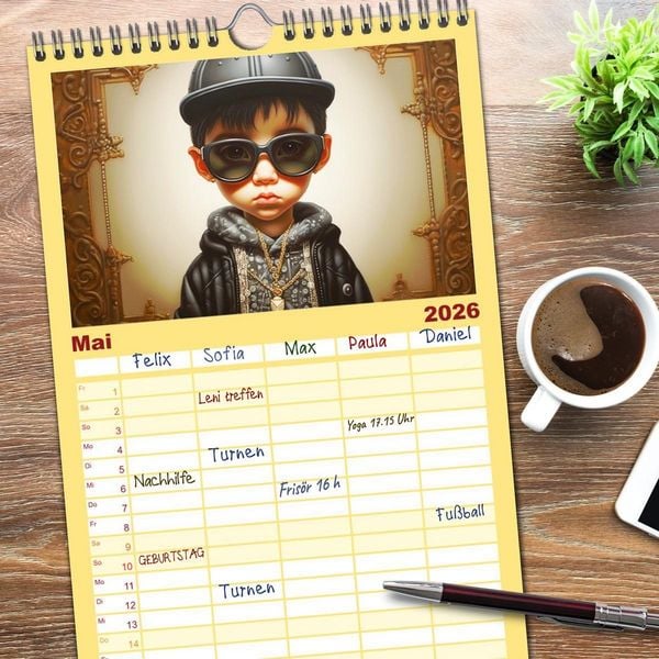 Produktbild: Familienplaner 2026 - Hip Hop Kids. Ein Jahr voller Style und Groove mit 5 Spalten (Wandkalender, 21 x 45 cm) CALVENDO