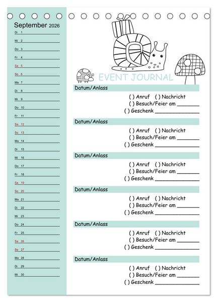 Produktbild: Geburtstagsplaner Doodle Tiere - F&uuml;r Termine, Geschenke, Eventdetails & mehr (Tischkalender 2026 DIN A5 hoch), CALVENDO Monatskalender