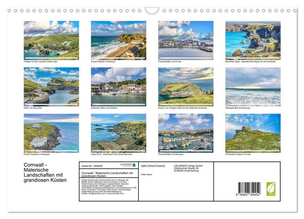 Produktbild: Cornwall - Malerische Landschaften mit grandiosen K&uuml;sten (Wandkalender 2026 DIN A3 quer), CALVENDO Monatskalender