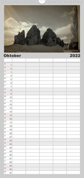 Produktbild: Drei Zinnen - S&uuml;dtirols Wahrzeichen - Familienplaner hoch (Wandkalender 2022 , 21 cm x 45 cm, hoch)