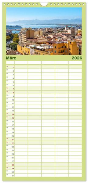 Produktbild: Familienplaner 2026 - Cagliari - Stadt mit besonderem Zauber mit 5 Spalten (Wandkalender, 21 x 45 cm) CALVENDO