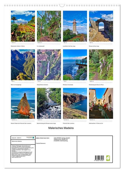 Produktbild: Malerisches Madeira (Wandkalender 2026 DIN A2 hoch), CALVENDO Monatskalender