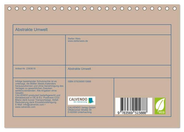 Produktbild: Abstrakte Umwelt (Tischkalender 2027 DIN A5 quer), CALVENDO Monatskalender