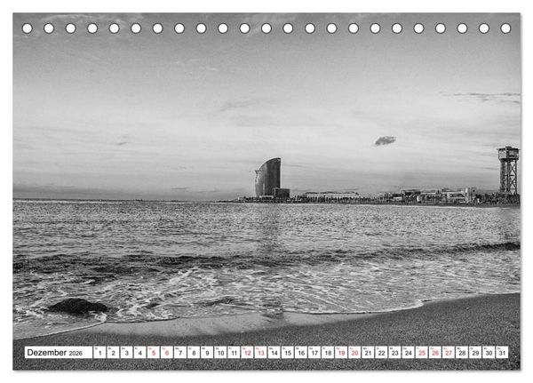 Produktbild: Barcelona Schwarz / Wei&szlig; Impressionen (Tischkalender 2026 DIN A5 quer), CALVENDO Monatskalender