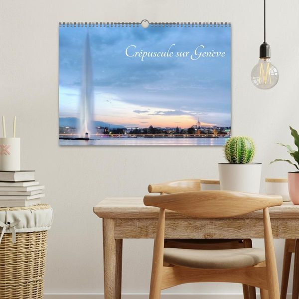 Produktbild: Cr&eacute;puscule sur Gen&egrave;ve (Calendrier mural 2026 DIN A3 vertical), CALVENDO calendrier mensuel
