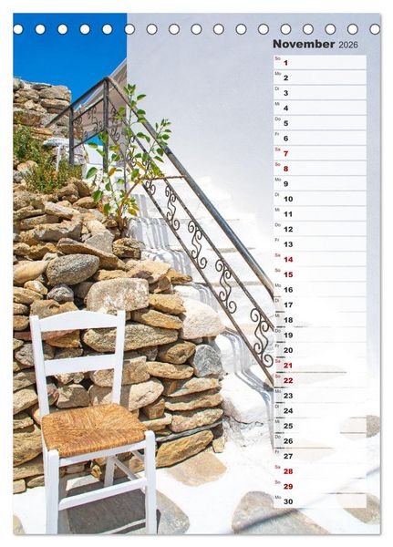 Produktbild: Bunte Treppen auf Mykonos - Reiseplaner (Tischkalender 2026 DIN A5 hoch), CALVENDO Monatskalender