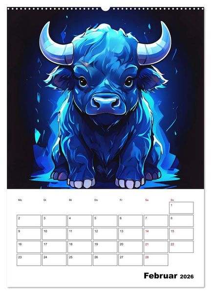 Produktbild: Tierisches Horoskop (hochwertiger Premium Wandkalender 2026 DIN A2 hoch), Kunstdruck in Hochglanz