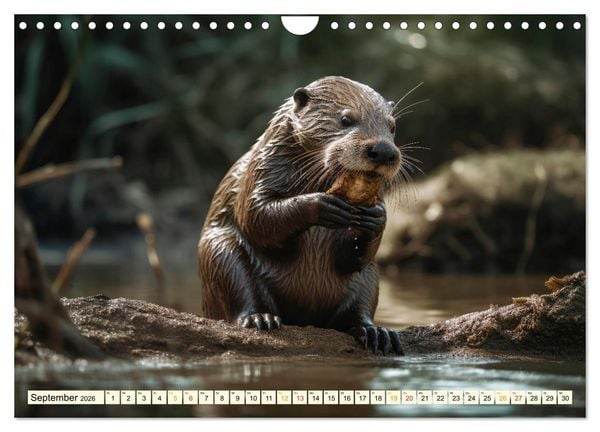 Produktbild: Fischotter - schlaue J&auml;ger (Wandkalender 2026 DIN A4 quer), CALVENDO Monatskalender
