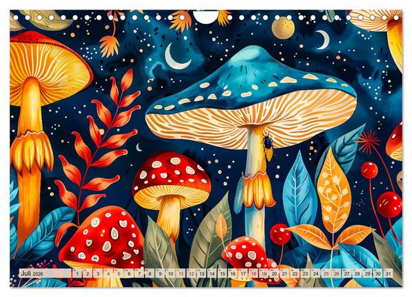 Produktbild: Zauberwelt der Pilze - Fantasievolle Pilze im verwunschenen Wald (Wandkalender 2026 DIN A4 quer), CALVENDO Monatskalender