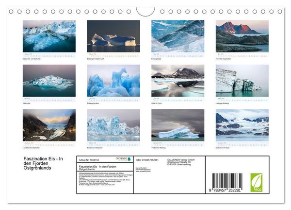 Produktbild: Faszination Eis - In den Fjorden Ostgr&ouml;nlands (Wandkalender 2026 DIN A4 quer), CALVENDO Monatskalender