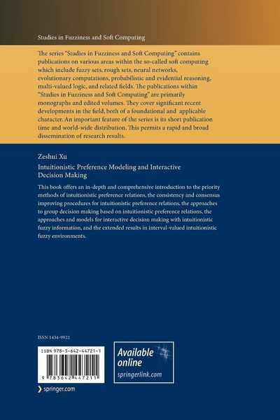 Produktbild: Intuitionistic Preference Modeling and Interactive Decision Making