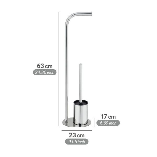 Produktbild: Stand WC-Garnitur Mod. Levante, edelstahl, gl&auml;nzend, schwarz, 23x63x17 cm, rostfrei und freistehend