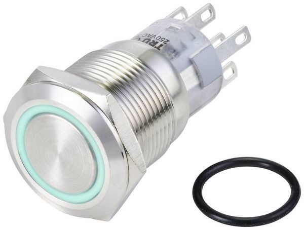 Produktbild: TRU COMPONENTS TC-10090968 LAS1-AGQ-22E/B/24V/S Vandalismusgesch&uuml;tzter Drucktaster 250 V/AC 3 A 2 x Ein/(Ein) tastend Blau IP65 1 St.