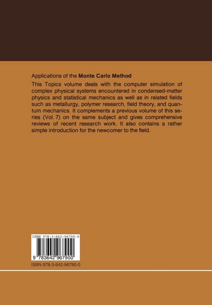 Produktbild: Applications of the Monte Carlo Method in Statistical Physics