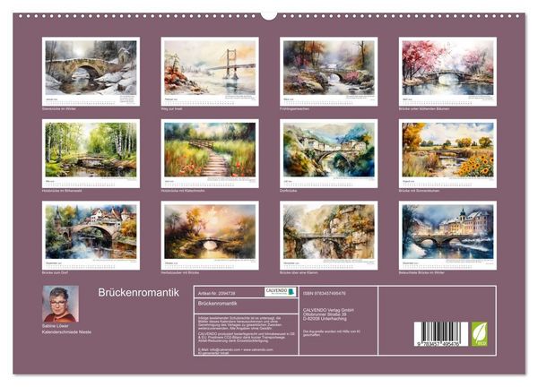 Produktbild: Br&uuml;ckenromantik (hochwertiger Premium Wandkalender 2026 DIN A2 quer), Kunstdruck in Hochglanz