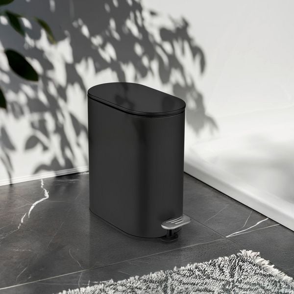 Produktbild: Kosmetikeimer Mod. Collungo, 5L, schwarz, Metall, 14x28,5x29,5 cm, easy-close Absenkautomatik