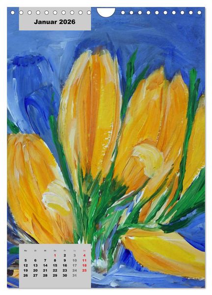 Produktbild: Blumen in Acryl (Wandkalender 2026 DIN A4 hoch), CALVENDO Monatskalender