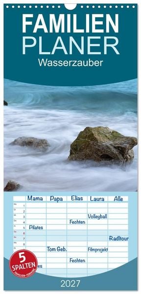 Produktbild: Familienplaner 2027 - Wasserzauber mit 5 Spalten (Wandkalender, 21 x 45 cm) CALVENDO