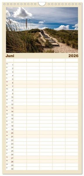 Produktbild: Familienplaner 2026 - Sylt - Strandspaziergang mit 5 Spalten (Wandkalender, 21 x 45 cm) CALVENDO