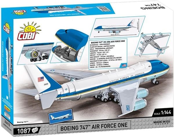 Produktbild: COBI 26610 - Boeing 747 Air Force One, Bausatz, 1087 Klemmbausteine