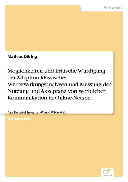 Produktbild: M&ouml;glichkeiten und kritische W&uuml;rdigung der Adaption klassischer Werbewirkungsanal