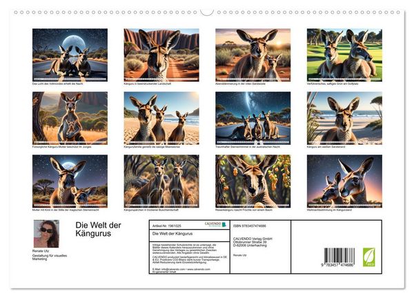 Produktbild: Die Welt der K&auml;ngurus (hochwertiger Premium Wandkalender 2026 DIN A2 quer), Kunstdruck in Hochglanz