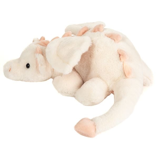 Produktbild: Teddy Hermann 94006 - Drache Fluffy liegend, weis-rosa, Pl&uuml;sch, 32 cm