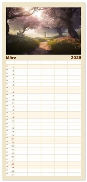 Produktbild: Familienplaner 2026 - Himmlische Landschaften des Lichts mit 5 Spalten (Wandkalender, 21 x 45 cm) CALVENDO