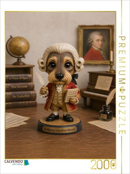 CALVENDO Puzzle Dackel als Wolfgang Amadeus Mozart | 2000 Teile Lege-Größe 90 × 67 cm Foto-Puzzle für glückliche Stunden
