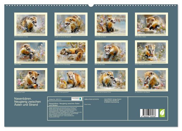 Produktbild: Nasenb&auml;ren. Neugierig zwischen &Auml;sten und Strand (hochwertiger Premium Wandkalender 2027 DIN A2 quer), Kunstdruck in Hochglanz