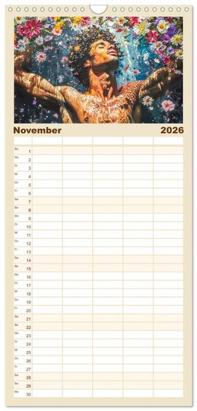 Produktbild: Familienplaner 2026 - G&ouml;tter in Menschengestalt mit 5 Spalten (Wandkalender, 21 x 45 cm) CALVENDO