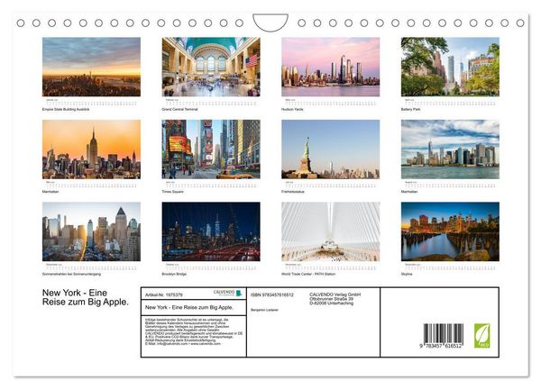 Produktbild: New York - Eine Reise zum Big Apple. (Wandkalender 2026 DIN A4 quer), CALVENDO Monatskalender