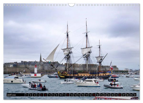 Produktbild: L'Hermione &agrave; Saint-Malo (Calendrier mural 2026 DIN A3 vertical), CALVENDO calendrier mensuel