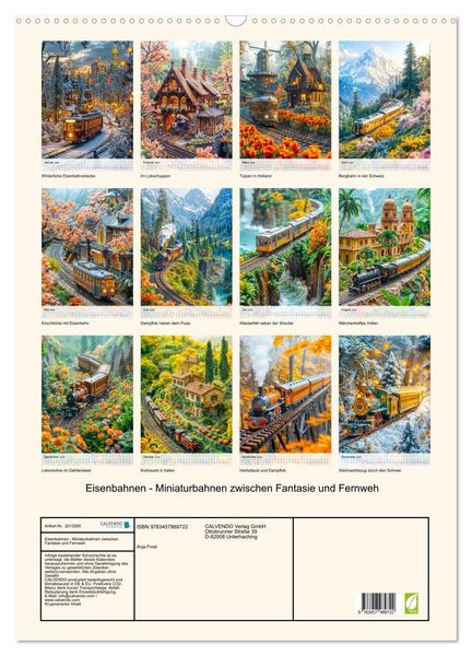 Produktbild: Eisenbahnen - Miniaturbahnen zwischen Fantasie und Fernweh (Wandkalender 2026 DIN A2 hoch), CALVENDO Monatskalender