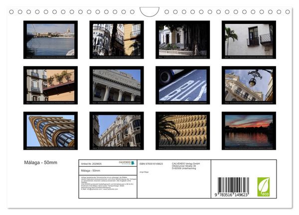 Produktbild: M&aacute;laga - 50mm (Wandkalender 2026 DIN A4 quer), CALVENDO Monatskalender