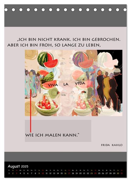 Produktbild: Frida Kahlo - Zitate im Dialog (Tischkalender 2025 DIN A5 hoch), CALVENDO Monatskalender