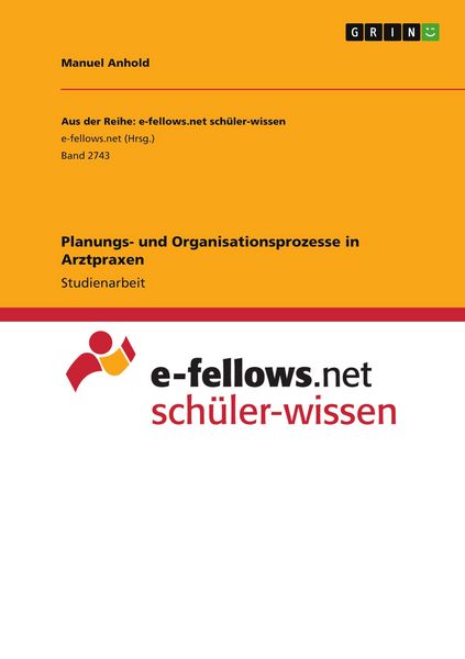 Produktbild: Planungs- und Organisationsprozesse in Arztpraxen