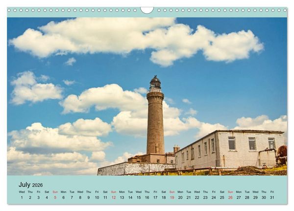 Produktbild: Scottish Lighthouses - beacons along the coast of Scotland (Wall Calendar 2026 DIN A3 landscape), CALVENDO 12 Month Wall Calendar