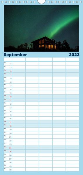 Produktbild: Familienplaner Nordlichter - Magische N&auml;chte in Skandinavien (Wandkalender 2022 , 21 cm x 45 cm, hoch)
